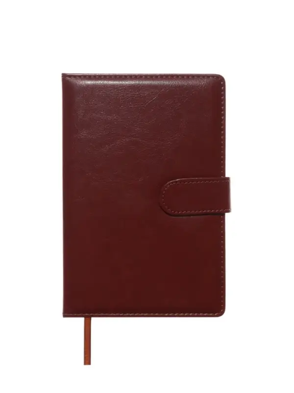 Ежедневник недатированный формат А5, с хлястиком, 112л, линия, пвх, Классика Коричневый