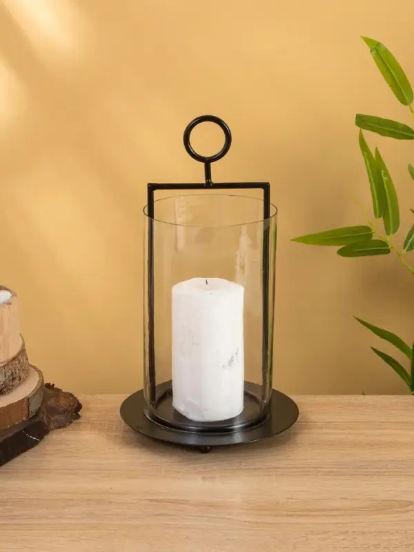 Подсвечник со стеклом "Гейт" алюминий 18х18х29 см