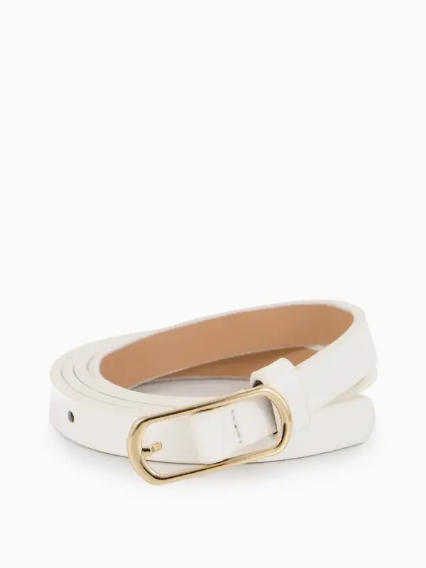 Ремень жен 02-01-01-01, Июнь2515 1,5*0,3*110 см, без винта, пряж золото, 1 прокол, белый