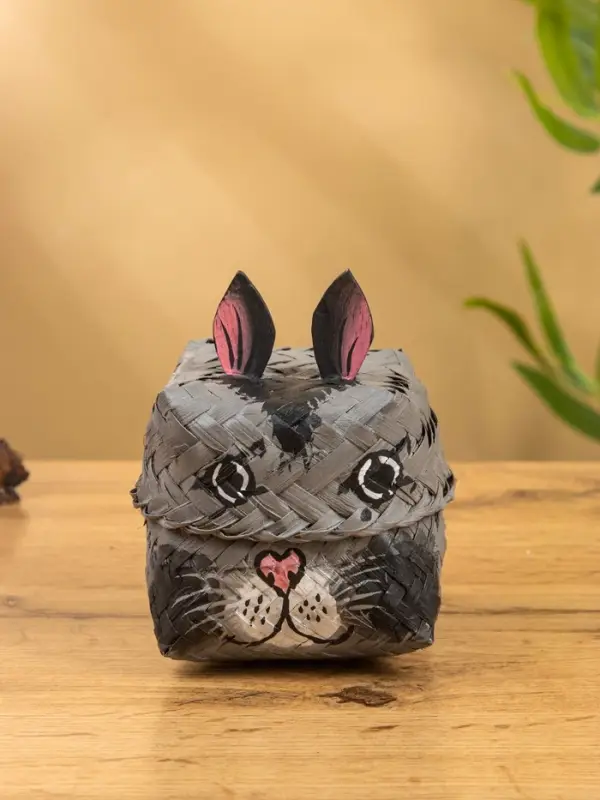 Корзинка &laquo;Кот&raquo;, 8&times;8&times;13 см, бамбук, серая