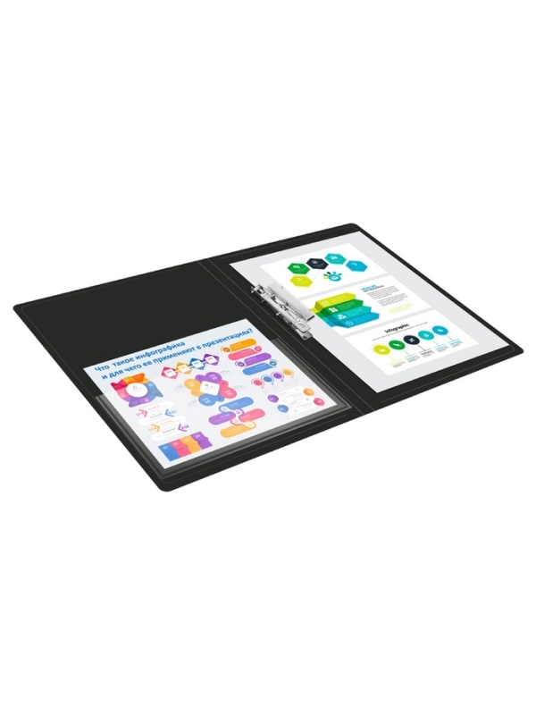 Папка с зажимом А4, 700 мкм, корешок 27 мм, Calligrata DeLuxe, внутренний карман, до 180 листов, красный / черный