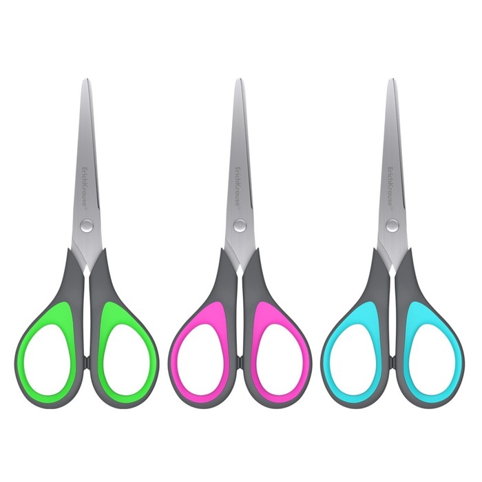 Ножницы ErichKrause Standard+, 17 см, с улучшенной двойной заточкой, ручки с противоскользящими резиновыми вставками, МИКС