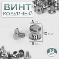 Кобурный винт d = 8/8 &times; 10 мм, 10 шт, цвет серебряный