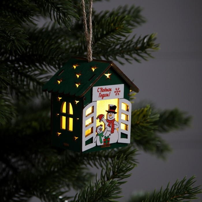 Ёлочная игрушка &laquo;Два снеговика&raquo;, от батареек, свечение тёплое белое