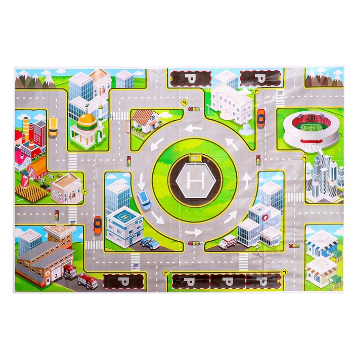 Игровой набор &laquo;Крутые гонки&raquo;, 3 инерционные машинки и коврик-дорога