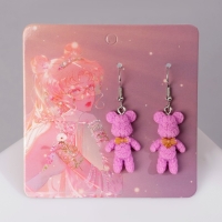 Серьги ассорти &laquo;Радость&raquo; медведи, цвет розовый в серебре