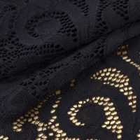 Кружевная эластичная ткань &laquo;Узоры&raquo;, 175 мм &times; 2,7 &plusmn; 0,5 м, цвет чёрный