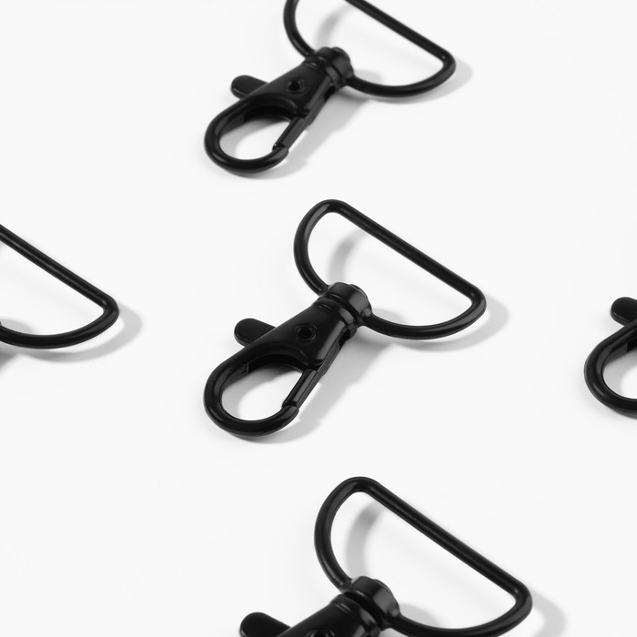 Карабин металлический, 41 &times; 30 мм / 25 &times; 2 мм, 5 шт, цвет чёрный