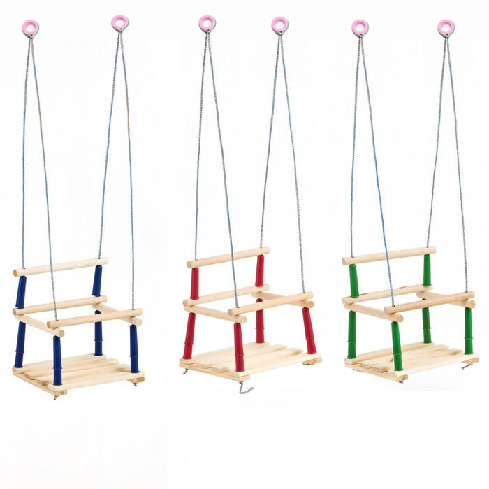 Качели подвесные, деревянные, сиденье 33&times;22см, МИКС