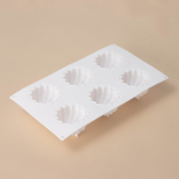 Форма для муссовых десертов и выпечки Доляна &laquo;Взбитые сливки&raquo;, 29&times;17&times;5 см, 6 ячеек (d=6,5 см), цвет белый