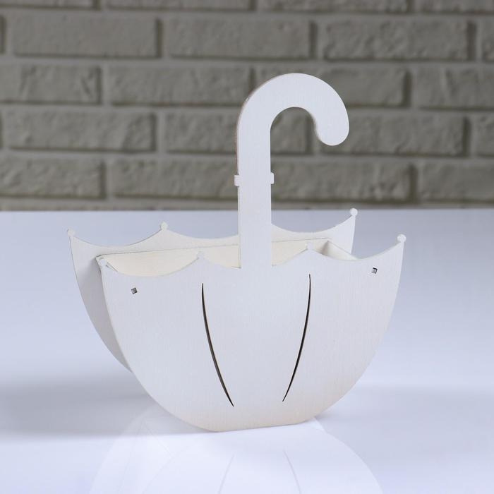 Кашпо деревянное "Зонтик с подвесом", белый, 19&times;9&times;21.5 см