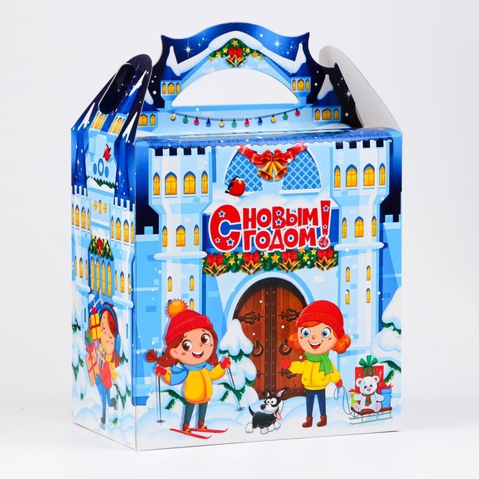 Новый год. Коробка подарочная новогодняя Ларец "Крепость" 18,2 х 11,5 х 26 см.