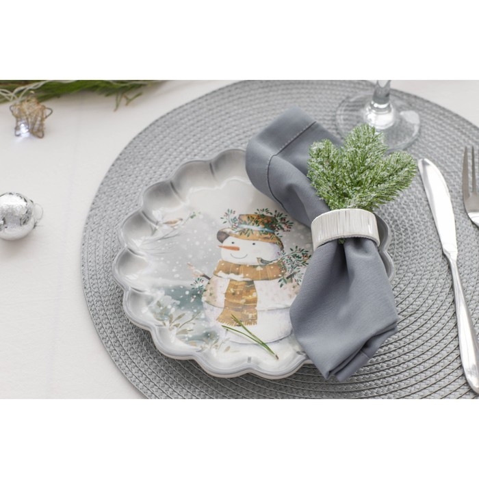 Блюдо сервировочное Доляна &laquo;Рождественский снеговик&raquo;, d=20 см, цвет белый