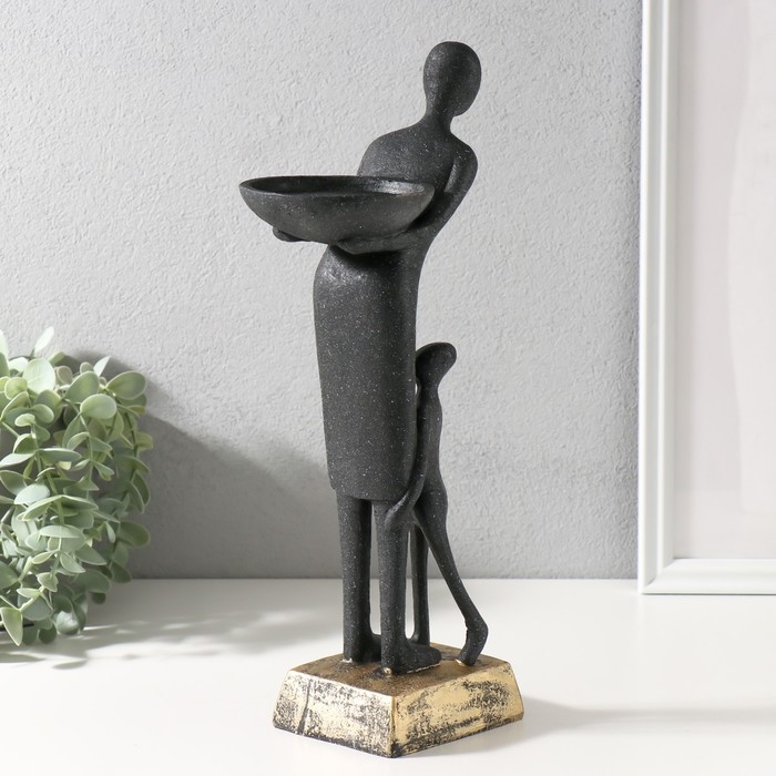 Подсвечник полистоун "Материнство" чёрный 15х11х34,5 см