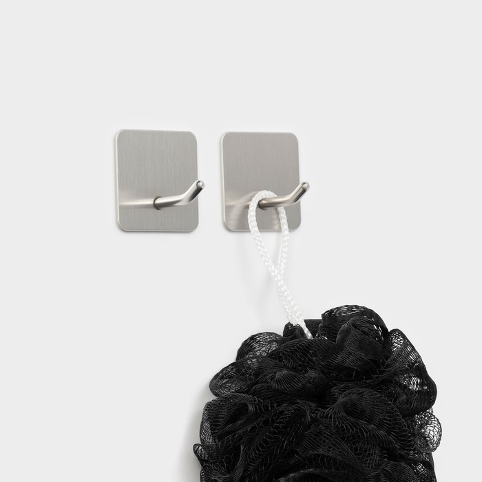 Крючки самоклеящиеся St&ouml;lz &laquo;Классика&raquo;, 2 шт, квадрат, 4.5&times;4.5&times;3 см, хромированные