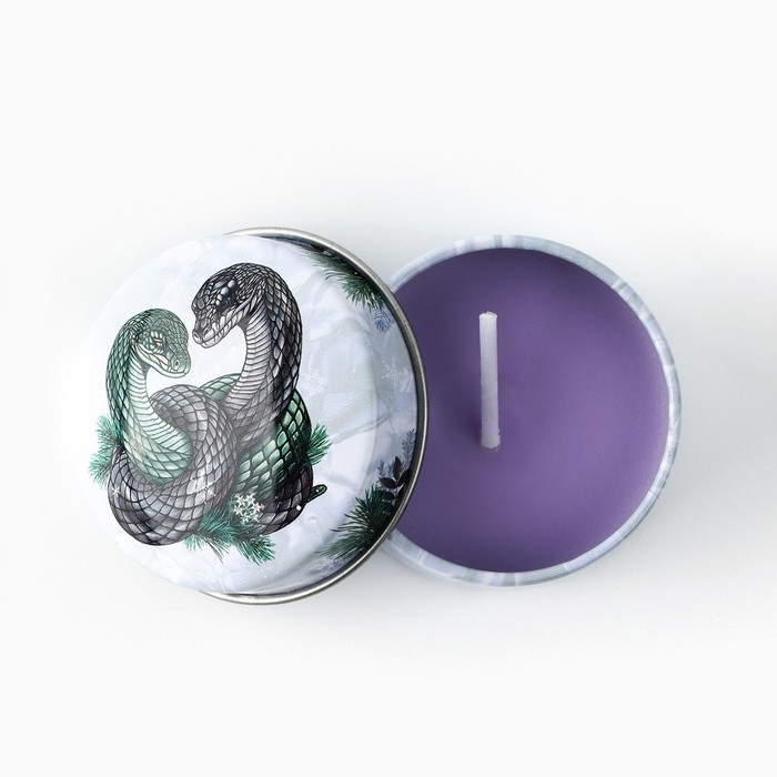 Свеча новогодняя в железной банке &laquo;Новый год: Змейки&laquo;Новый год: аромат сирень, 4.8 см