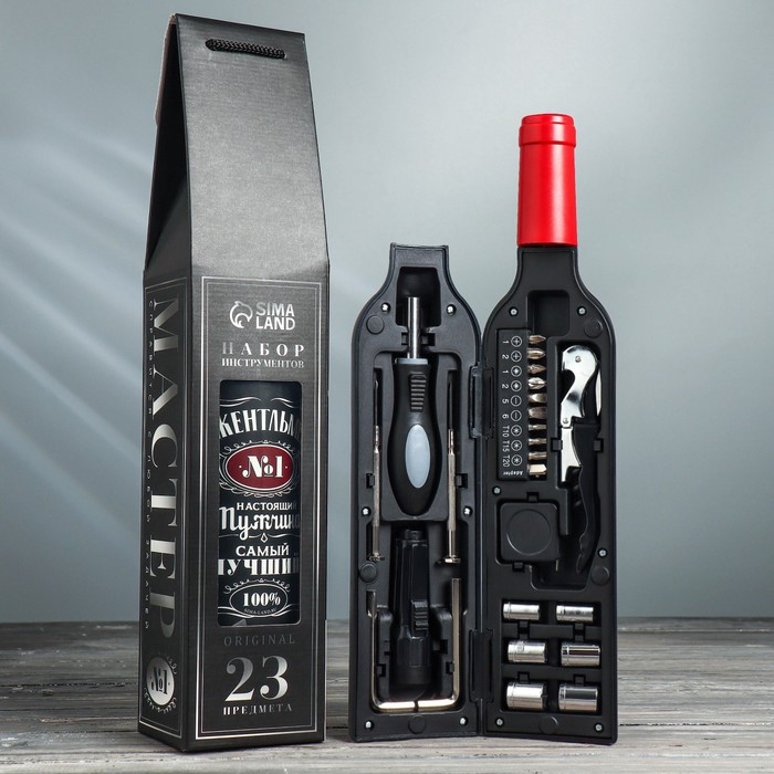 Набор инструментов в формовой бутылке &laquo;Джентльмен&raquo;, 23 предмета