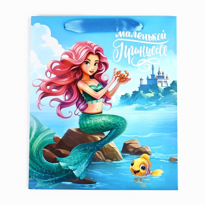 Пакет ламинированный двухсторонний &laquo;Русалочка&raquo;, с тишью и открыткой, ML, 23 х 27 х 11.5