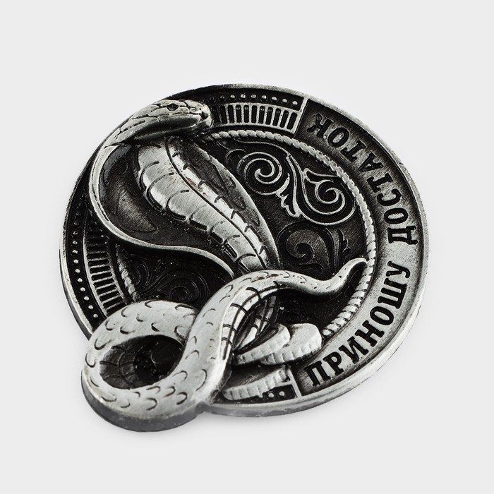 Магнит новогодний &laquo;Приношу достаток&raquo; на Новый год на Новый год, диам. 4 см, серебро