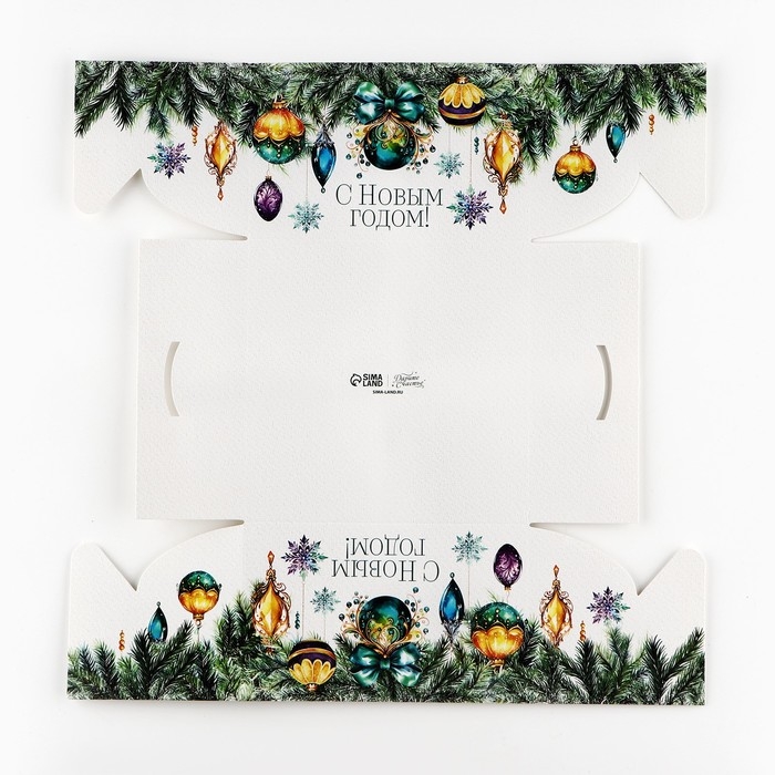 Коробка для капкейка &laquo;Еловые веточки&raquo;, 16 х 16 х 10 см, Новый год