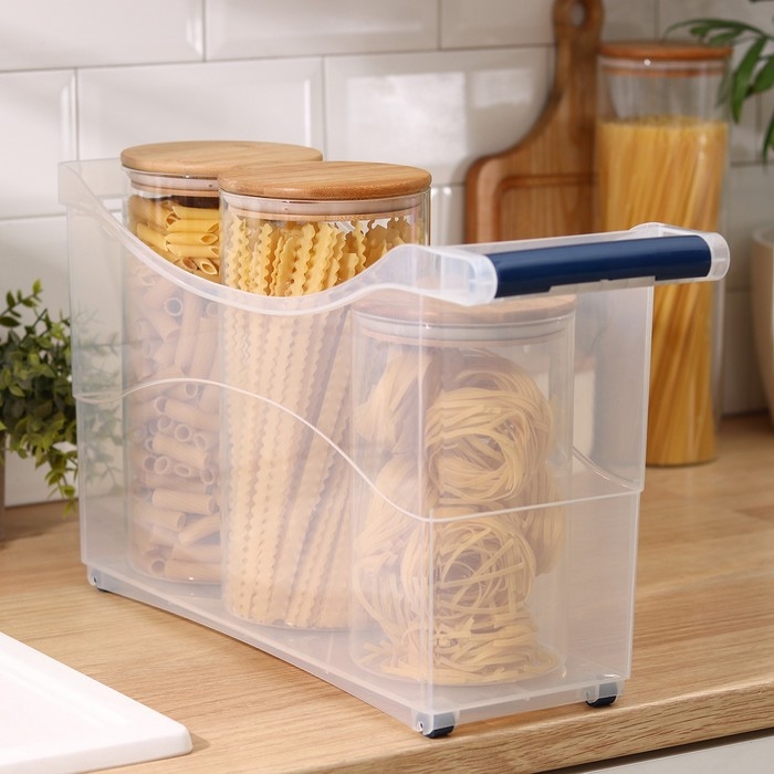 Контейнер для хранения на колёсиках, 10 л, 46,2&times;16,2&times;27,2 см, с ручкой, цвет прозрачный