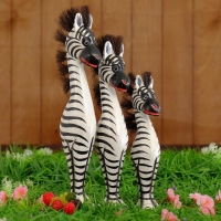 Сувенир дерево "Семейство зебр" (набор 3 штуки: высота 40,35,30 см)