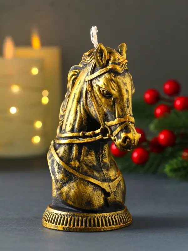 Декоративная свеча "Бюст лошади" (бронза), 131 г, 74х60х118