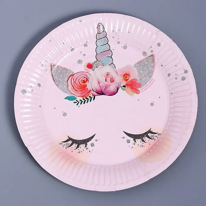 Тарелка одноразовая бумажная &laquo;Единорог&raquo;, 18 см
