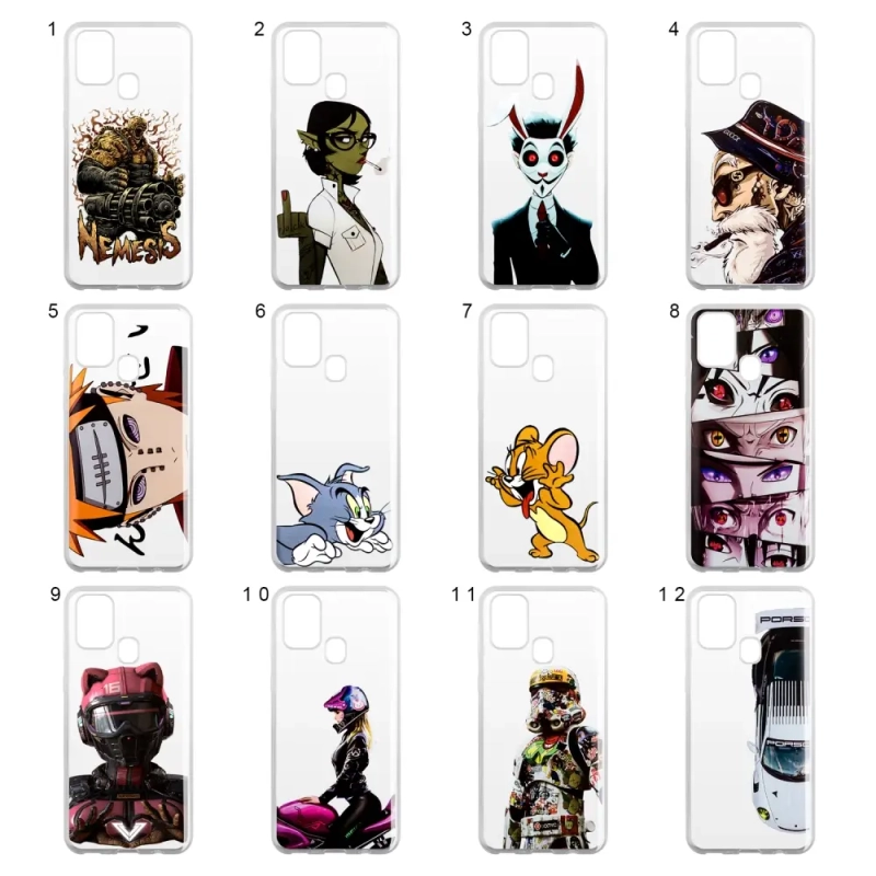 Чехол Samsung M31 TPU 1.0mm прозрачный с принтами в ассортименте