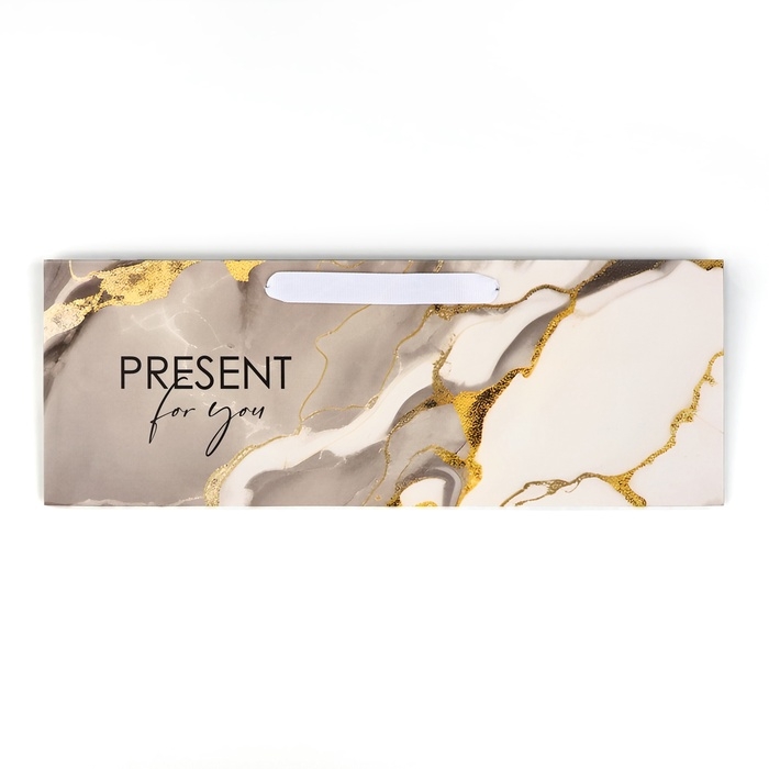 Пакет под бутылку горизонтальный &laquo;Мрамор&raquo;, 36 &times; 10 &times; 13 см