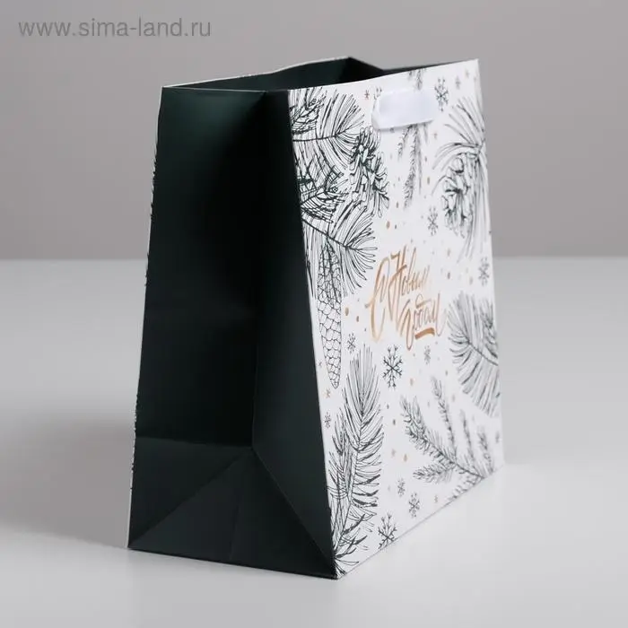 Пакет подарочный ламинированный квадратный &laquo;Еловые шишки&raquo;, 22&times;22&times;11 см
