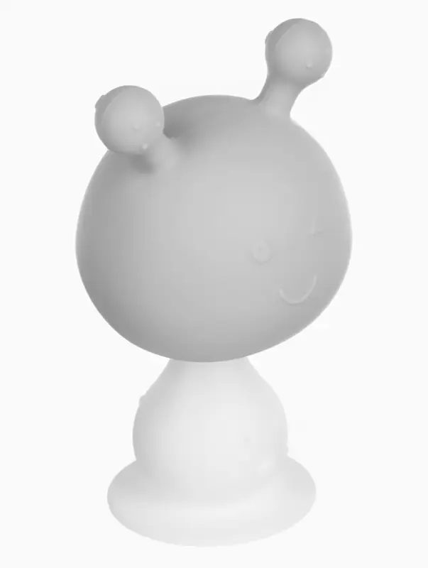 Прорезыватель силиконовый для зубов с погремушкой 3 в 1 M&B &laquo;Зайка&raquo;, серый