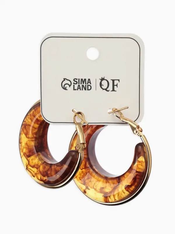 Серьги-кольца акрил "Тренд", цвет янтарный в золоте