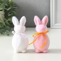 Декор пасхальный "Два кролика с бантиками" набор 2 шт 4х4,5х10,5 см