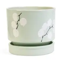 Горшок цветочный с поддоном 3,4 л, керамика "Листья" (М)