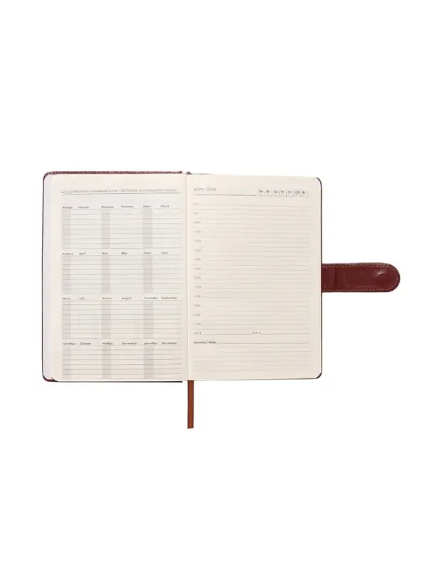 Ежедневник недатированный формат А5, с хлястиком, 112л, линия, пвх, Классика Коричневый