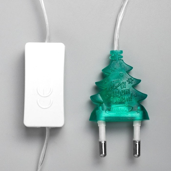 Гирлянда &laquo;Нить&raquo; 5 м с насадками &laquo;Ёжики&raquo;, IP20, прозрачная нить, 20 LED, свечение мульти (RG/RB), мигание, 220 В