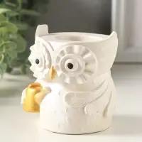 Карандашница сувенирная &laquo;Сова с лейкой&raquo;, 8&times;8 см, гипс, белый перламутр