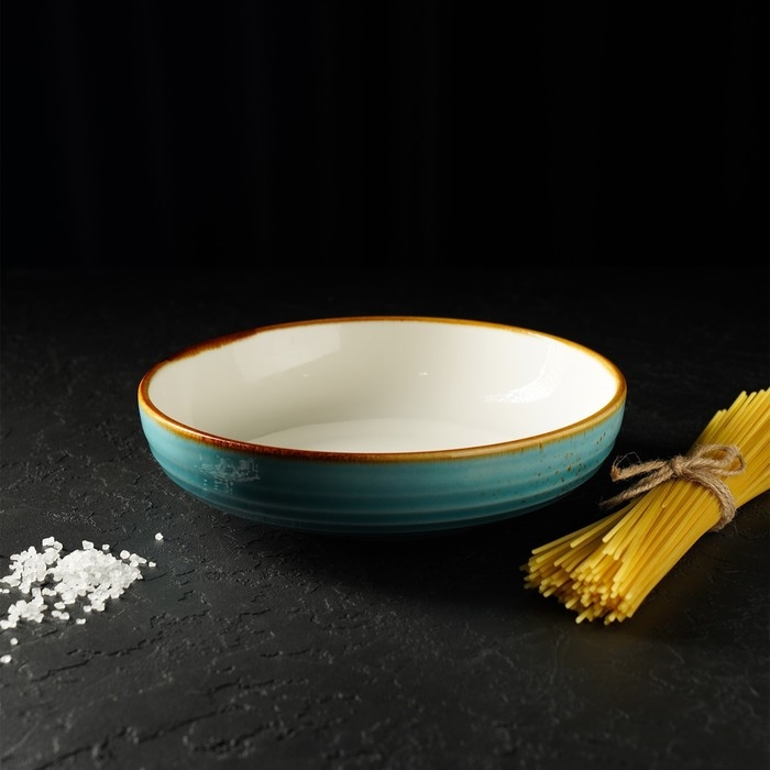 Тарелка фарфоровая глубокая Magistro &laquo;Церера&raquo;, 700 мл, d=18,5 см, цвет голубой