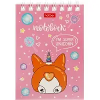 Блокнот 40л А6 клетка Hatber "Забавные корги", на гребне, обл мел карт