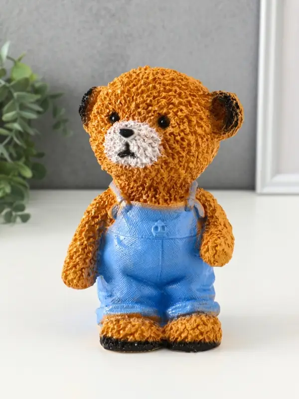 Копилка "Мишка в джинсах" коричневый, 19,5х13х11 см