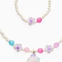 Набор детский &laquo;Выбражулька&raquo; 2 предмета: бусы, браслет, ракушка, цветы, цвет бело-розовый