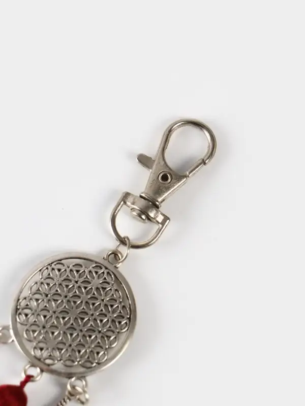 Брелок-кисточка "Ловец снов" 17 см, цв. бордовый, серебристый