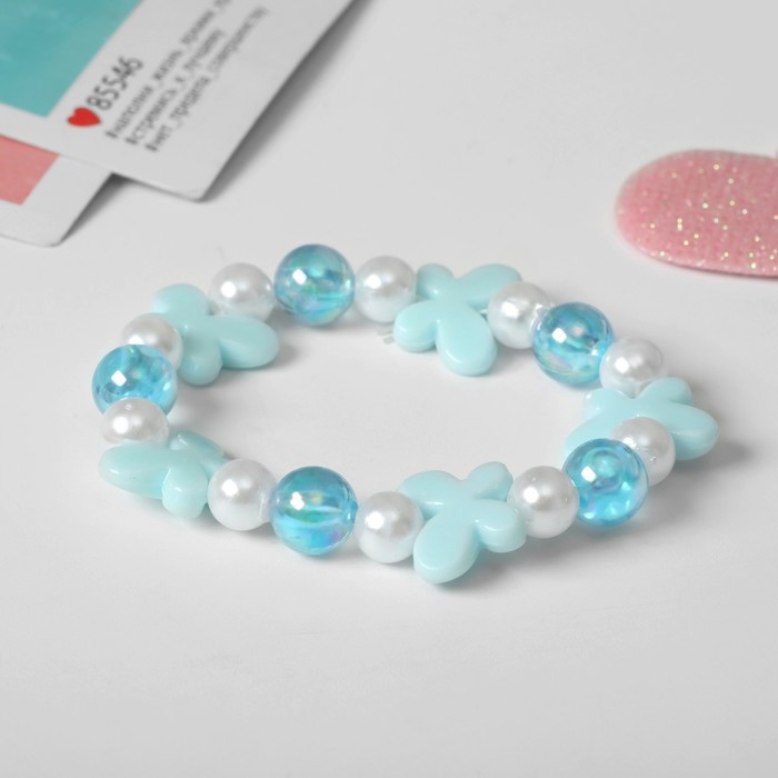 Браслет детский &laquo;Выбражулька&raquo; бабочка, цвет бело-голубой