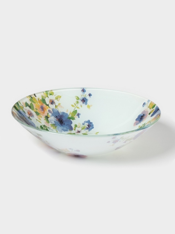 Салатник Доляна &laquo;Букет незабудок&raquo;, d=22,3 см, стекло, рисунок