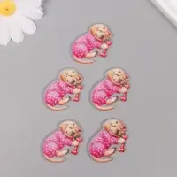 Декор для творчества акрил "Щеночек в пижамке сладко спит с косточкой" 2,5х3,4х0,2 см