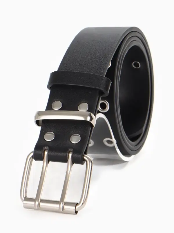 Ремень жен 06-01-02-02, Сент1125,  3,5*0,2*105 см, пряжка металл, 2 прок, люверсы, черн