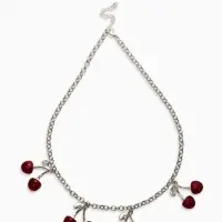 Цепь с подвесками "Вишня", 40+удл, цвет красный в серебре