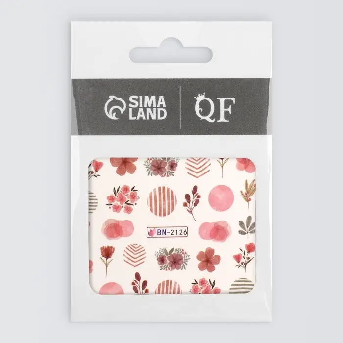 Слайдеры для ногтей &laquo;Цветочки и листочки&raquo;, красные, розовые