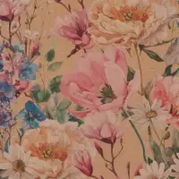 Бумага упаковочная крафтовая &laquo;Цветы&raquo;, 70 &times; 100 см